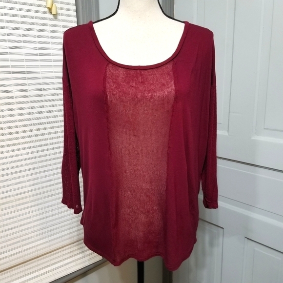 Lane Bryant Tops - ✨ Lane Bryant Jersey Tee With Knit Inset & Sleeve